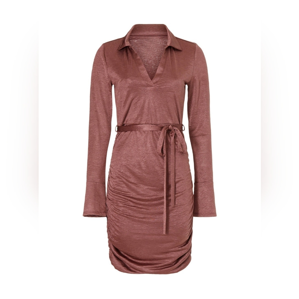 Womens Louna Dress size Medium Mauve/Purple New without Tags Ruching & tie waist